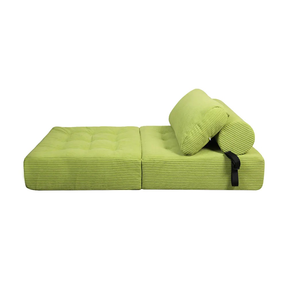 Sofá listrado verde com alças
