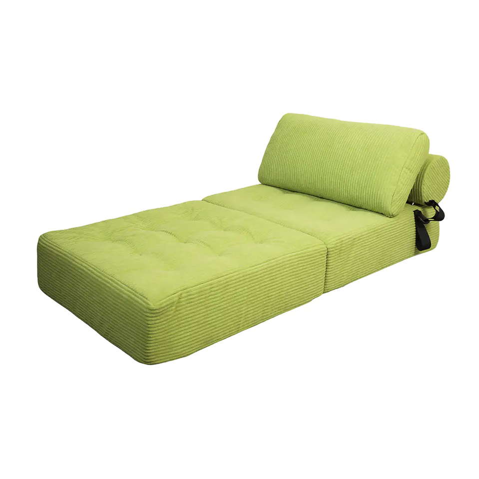 Sofá listrado verde com alças